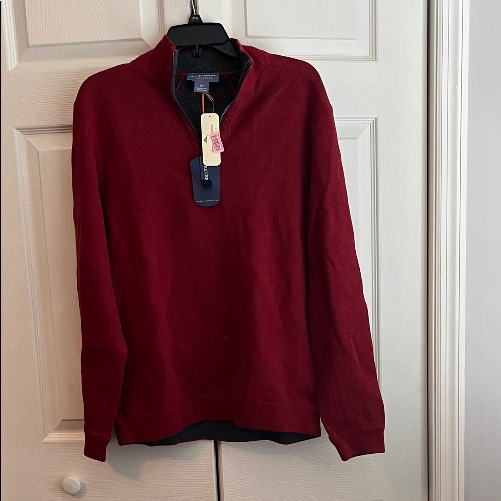 Tommy Bahama Men's Burgundy Zip-Up Sweater